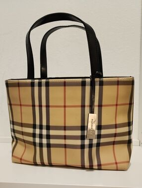 Burberry Classic Nova Check Mini Tote in Tan and Black